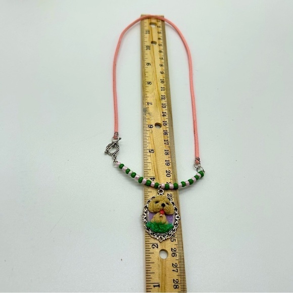 Handmade dog sculpture suede cord chain unisex dog lover’s necklace - Picture 4 of 4